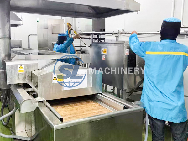 Continuous electric fryer machine for coated seafood and prepared foods