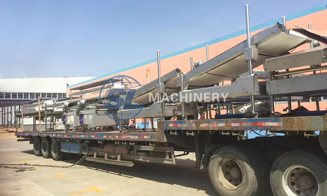 Vegetable and fruit processing machinery loaded for factory delivery